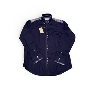 Hawes & Curtis London Limited Edition Floral button down dress shirt Navy XL NWT